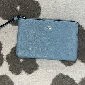 Coach Leather Wristlet Light Blue